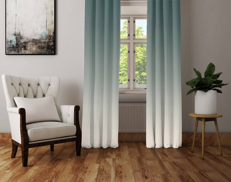 Green to Beige Ombre Gradient Window Curtains - Deja Blue Studios
