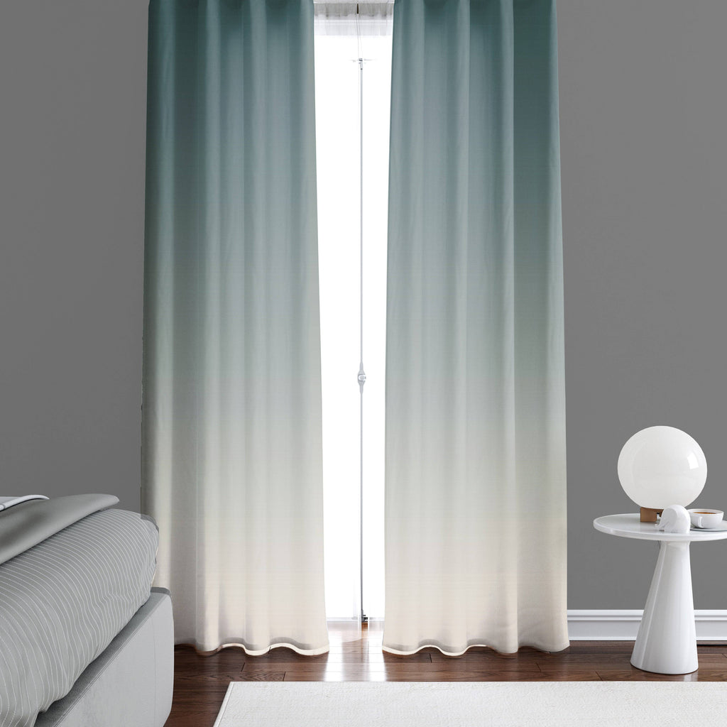 Green to Beige Ombre Gradient Window Curtains - Deja Blue Studios