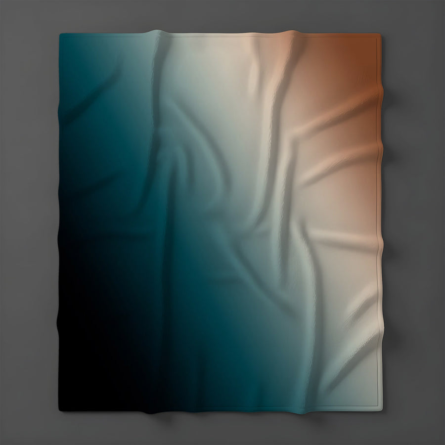 Teal and Brown Diagonal Gradient Pattern Fleece Sherpa Blanket