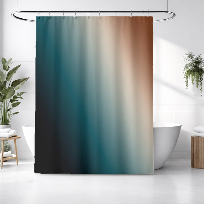 Teal and Brown Diagonal Gradient Pattern Shower Curtain