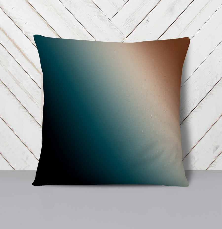 Teal and Brown Diagonal Gradient Pattern Throw Pillow Cover