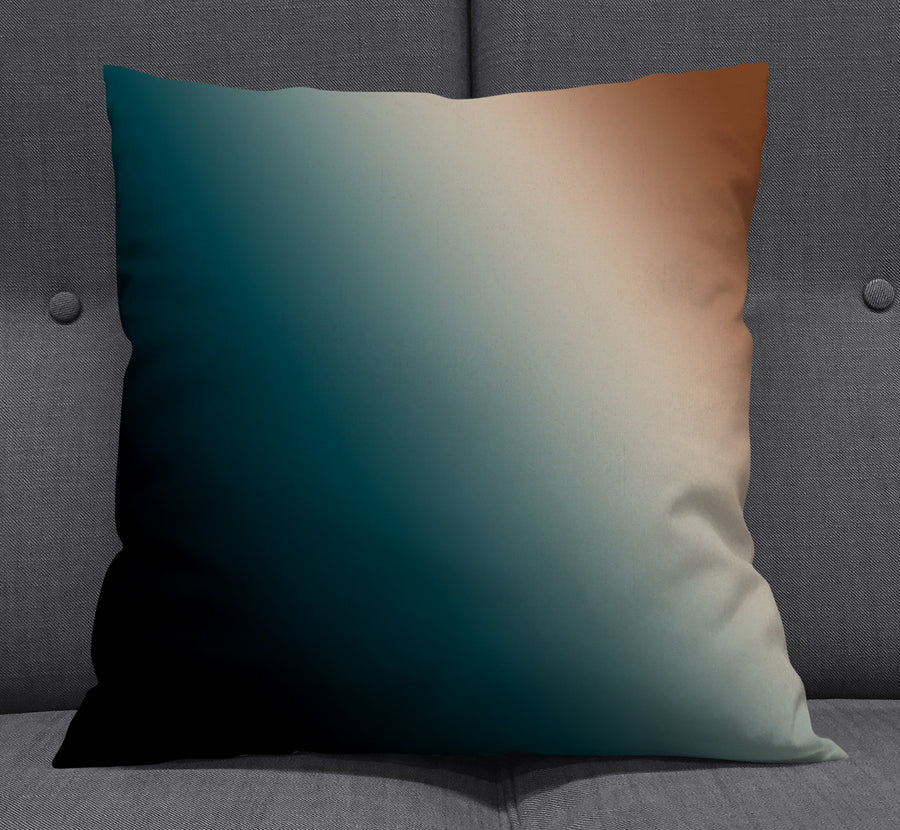 Teal and Brown Diagonal Gradient Pattern Throw Pillow Cover