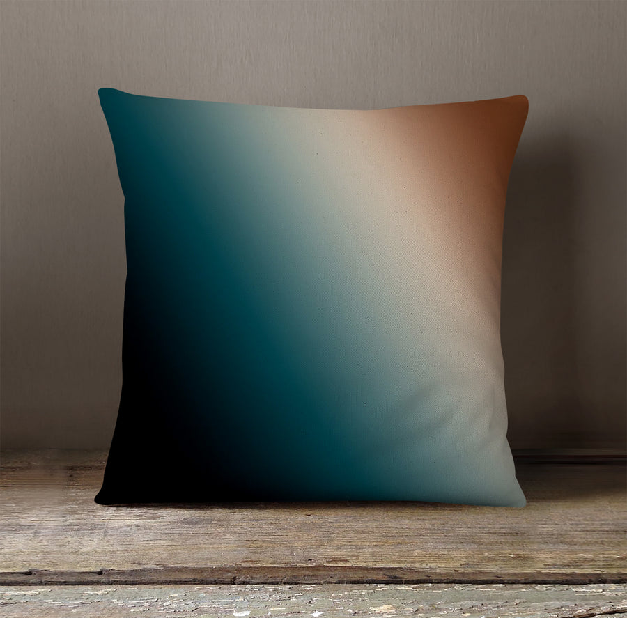 Teal and Brown Diagonal Gradient Pattern Throw Pillow Cover