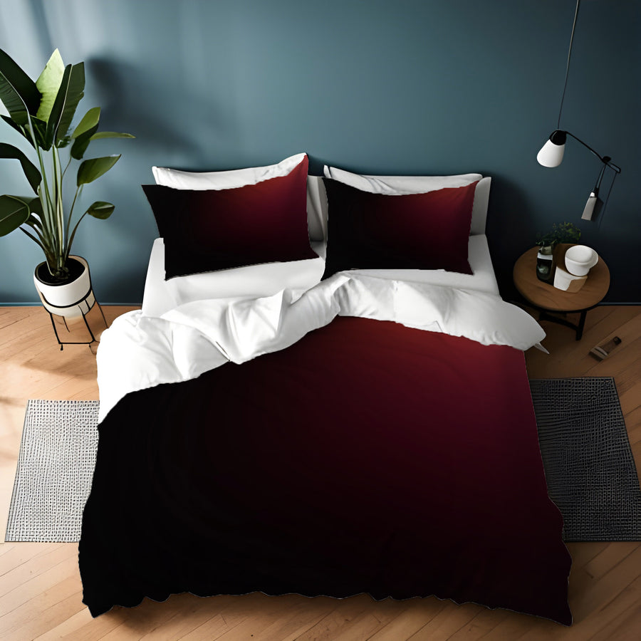 Deep Red Gradient Minimalist Pattern Duvet Cover