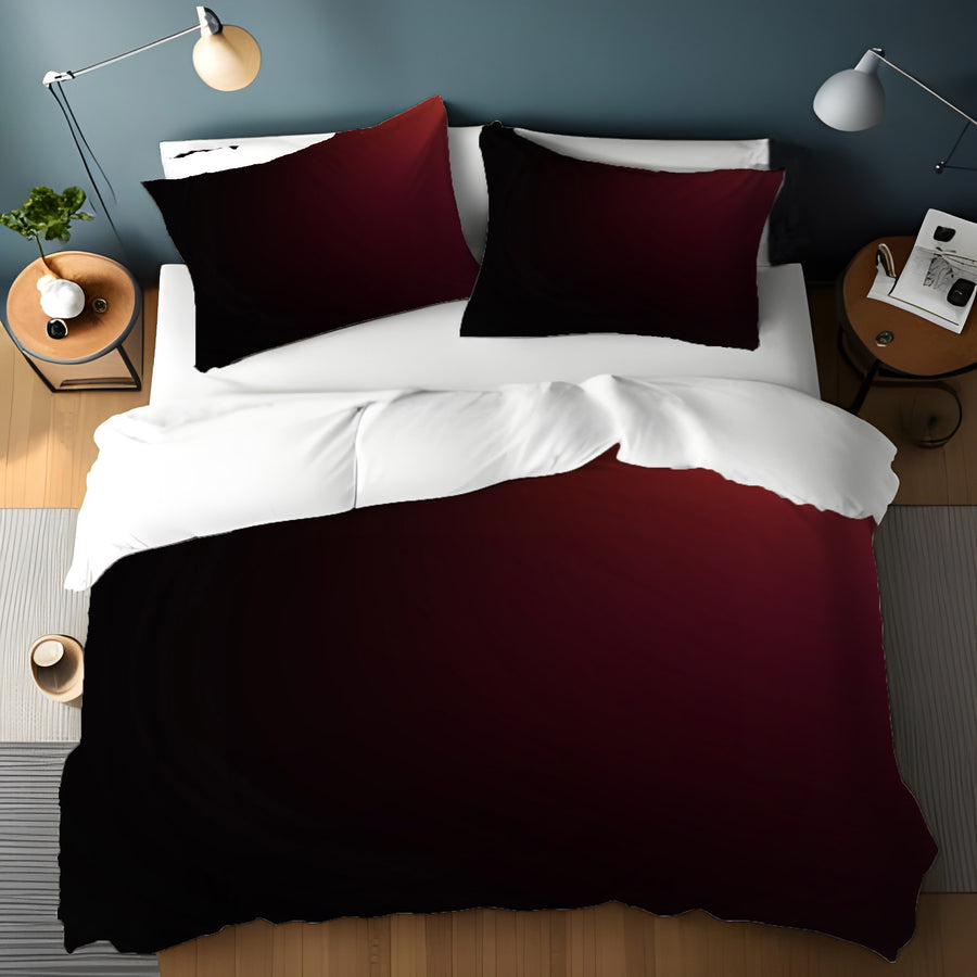 Deep Red Gradient Minimalist Pattern Duvet Cover