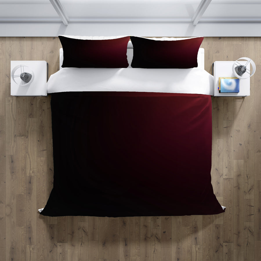 Deep Red Gradient Minimalist Pattern Duvet Cover