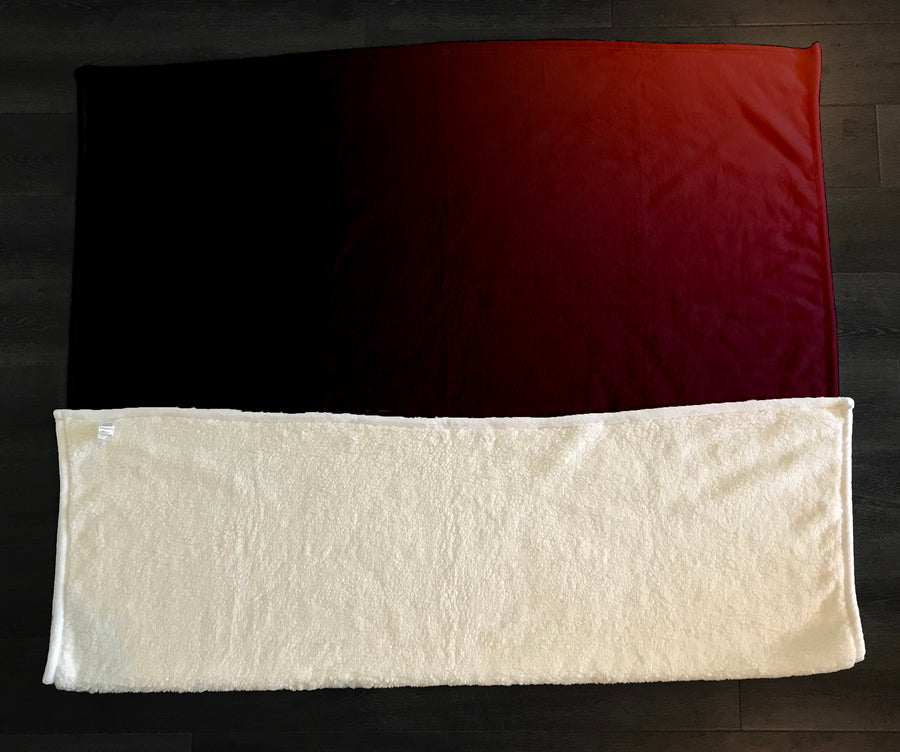 Deep Red Gradient Minimalist Pattern Fleece Sherpa Blanket