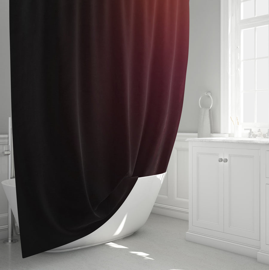 Deep Red Gradient Minimalist Pattern Shower Curtain