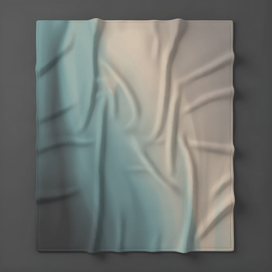 Soft Beige and Teal Gradient Blend Fleece Sherpa Blanket