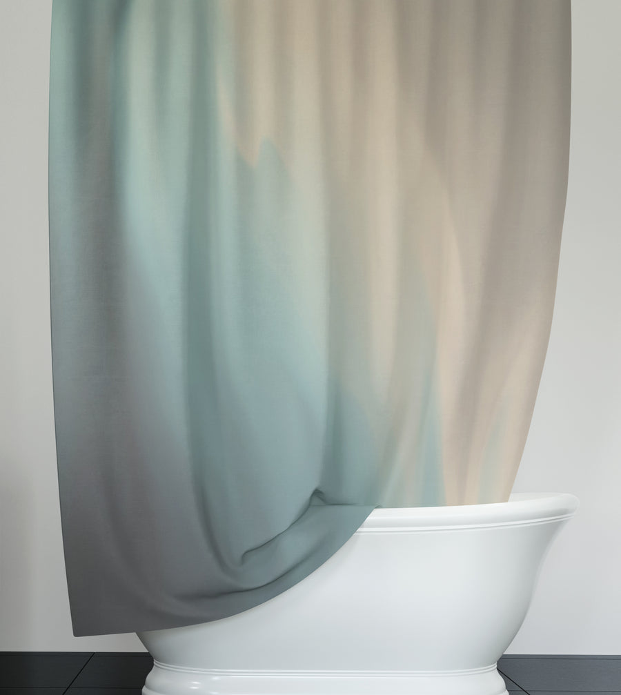 Soft Beige and Teal Gradient Blend Shower Curtain