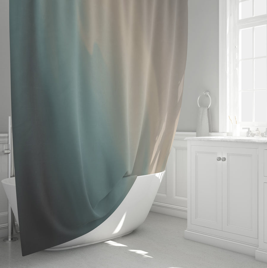 Soft Beige and Teal Gradient Blend Shower Curtain