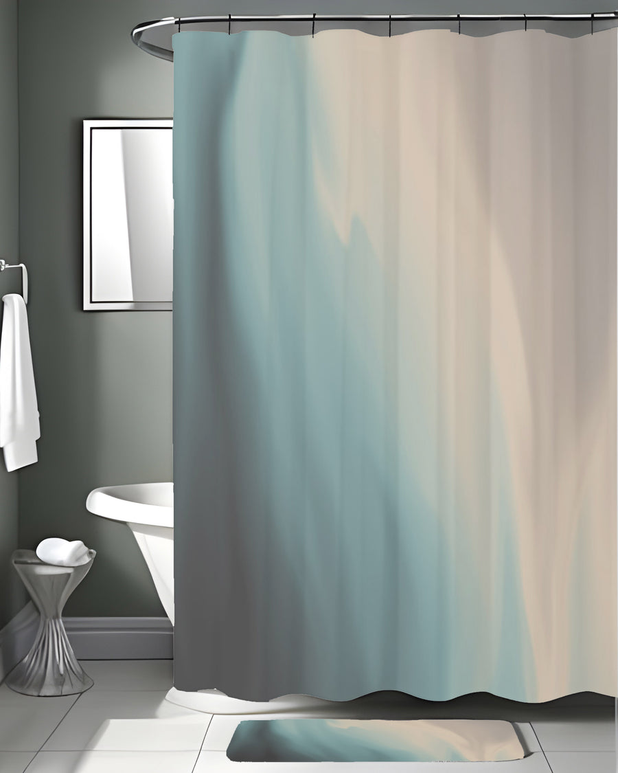 Soft Beige and Teal Gradient Blend Shower Curtain