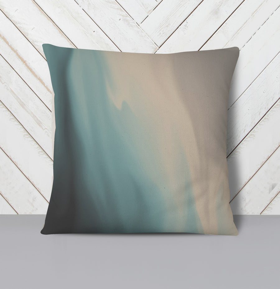 Soft Beige and Teal Gradient Blend Throw Pillow Cover