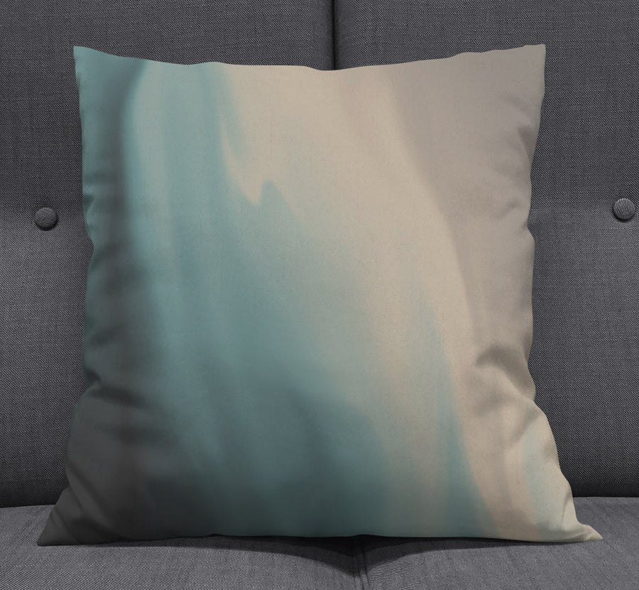 Soft Beige and Teal Gradient Blend Throw Pillow Cover