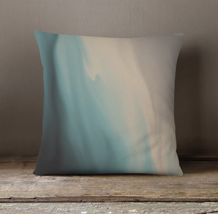 Soft Beige and Teal Gradient Blend Throw Pillow Cover
