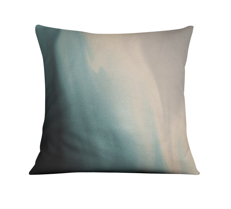 Soft Beige and Teal Gradient Blend Throw Pillow Cover