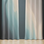 Multi Tone Blue and Beige Abstract Color Gradient Window Curtains - Deja Blue Studios
