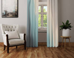 Multi Tone Blue and Beige Abstract Color Gradient Window Curtains - Deja Blue Studios