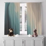 Multi Tone Blue and Beige Abstract Color Gradient Window Curtains - Deja Blue Studios