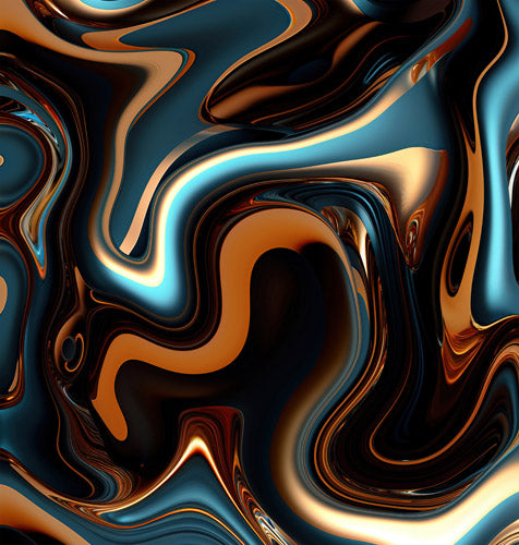 Brown and Teal Liquid Marble Swirl Pattern