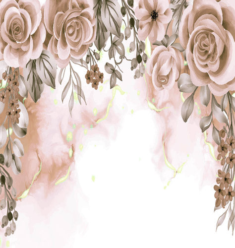 Beige Floral Rose Cluster Pattern