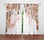 Blush Hanging Roses Floral Window Curtains - Deja Blue Studios