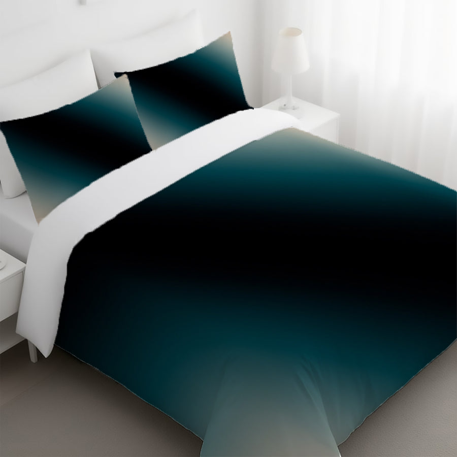 Teal to Black Diagonal Gradient Pattern Duvet Cover