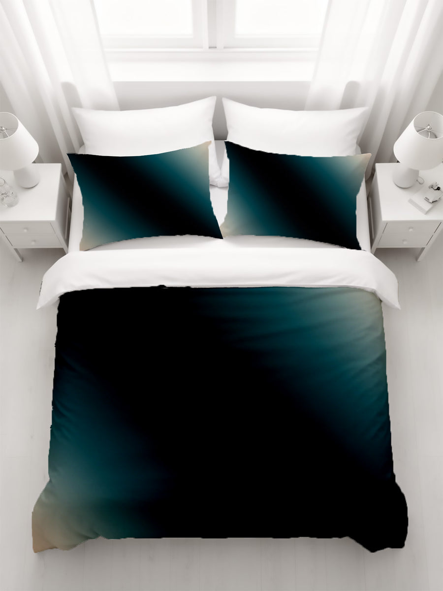 Teal to Black Diagonal Gradient Pattern Duvet Cover
