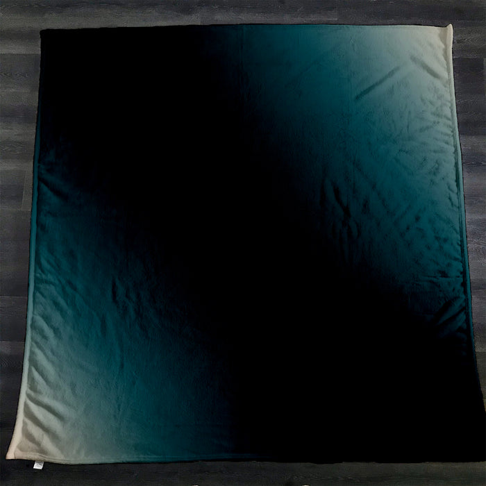 Teal to Black Diagonal Gradient Pattern Fleece Sherpa Blanket