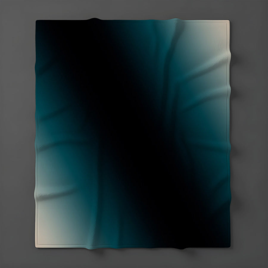 Teal to Black Diagonal Gradient Pattern Fleece Sherpa Blanket