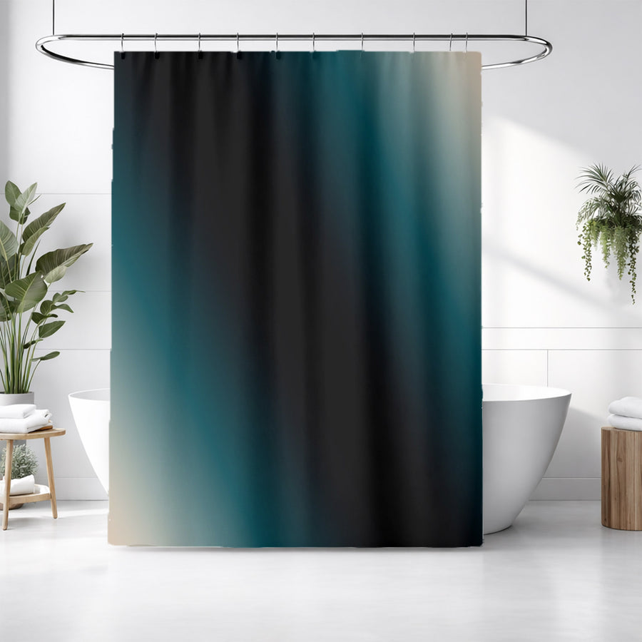 Teal to Black Diagonal Gradient Pattern Shower Curtain
