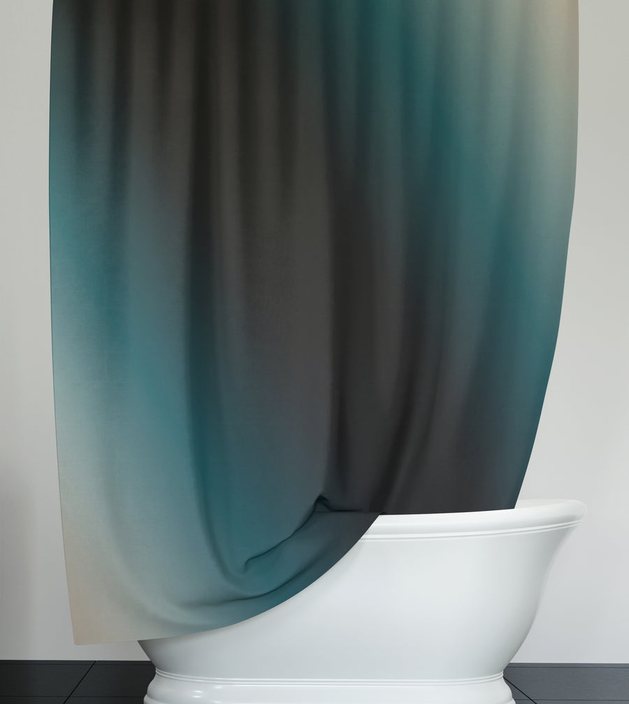 Teal to Black Diagonal Gradient Pattern Shower Curtain