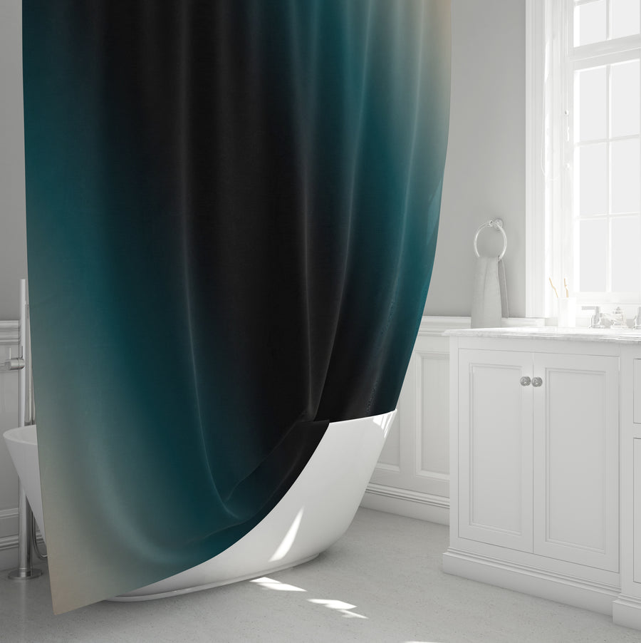 Teal to Black Diagonal Gradient Pattern Shower Curtain