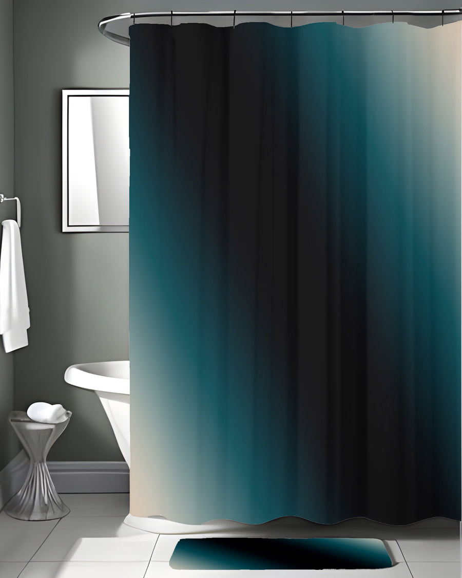 Teal to Black Diagonal Gradient Pattern Shower Curtain
