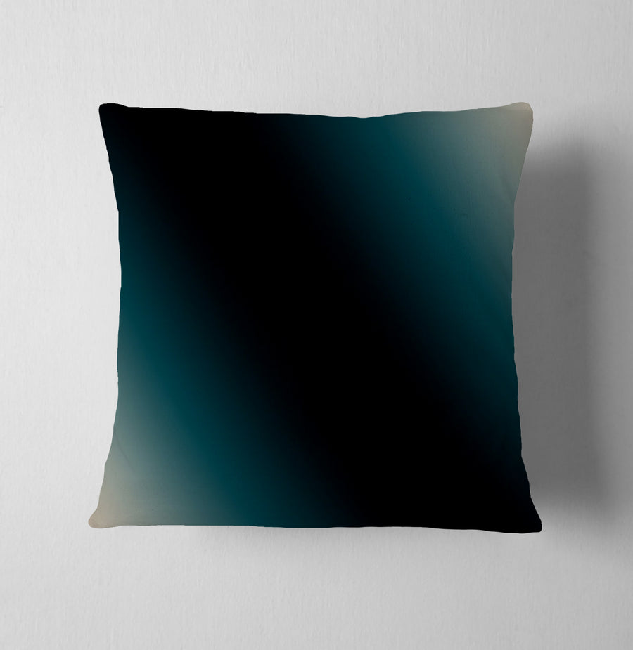 Teal to Black Diagonal Gradient Pattern Throw Pillow Cover