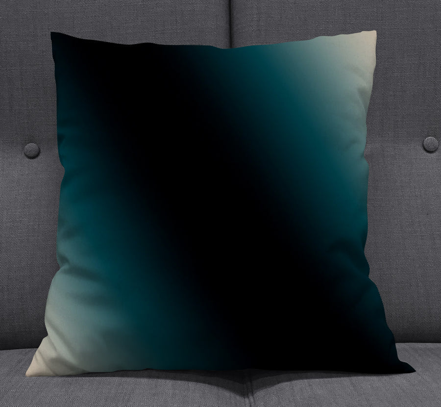 Teal to Black Diagonal Gradient Pattern Throw Pillow Cover