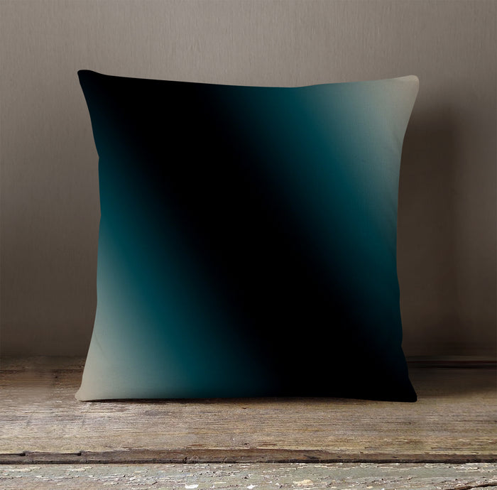 Teal to Black Diagonal Gradient Pattern Throw Pillow Cover