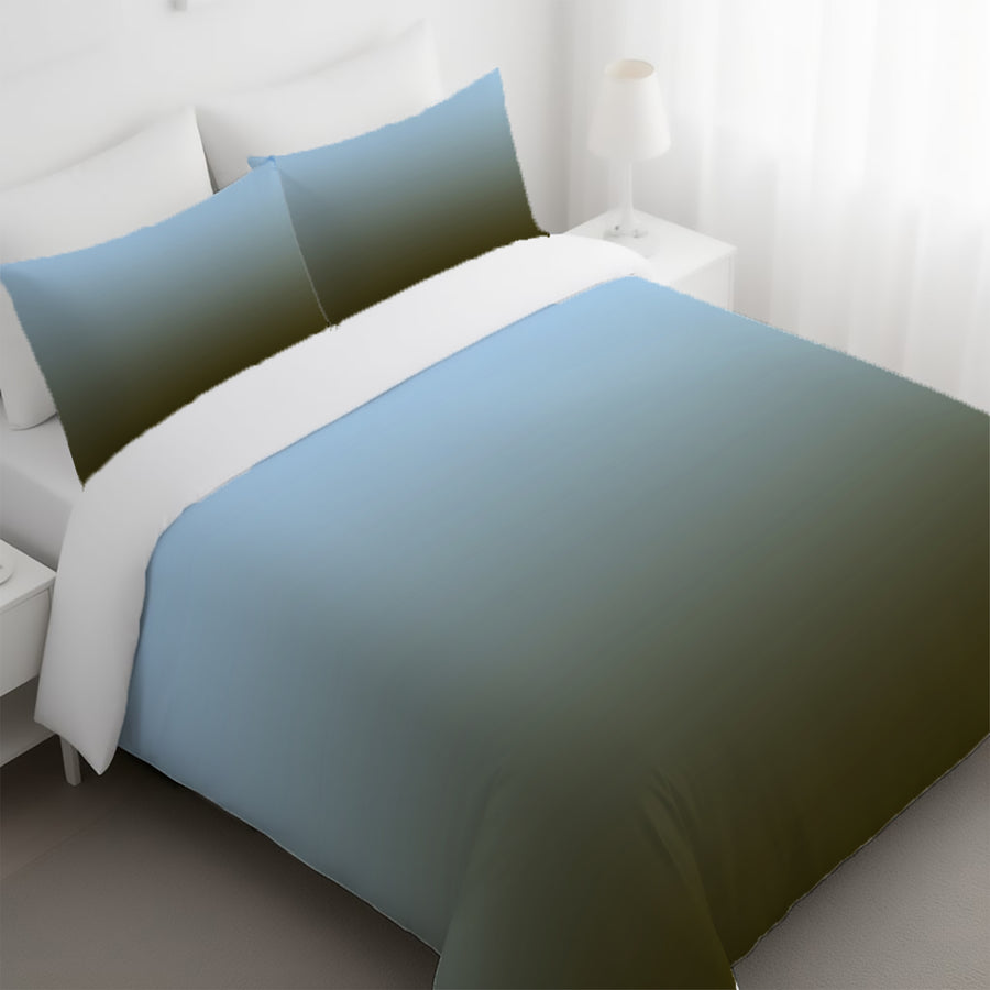 Muted Blue to Green Gradient Field Duvet Cover