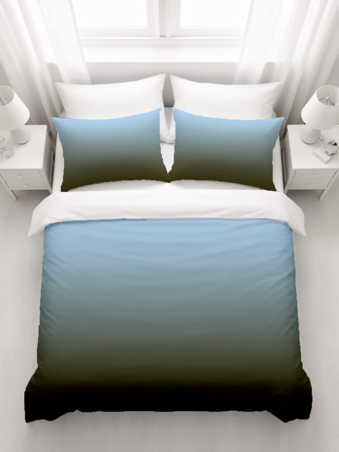 Muted Blue to Green Gradient Field Duvet Cover