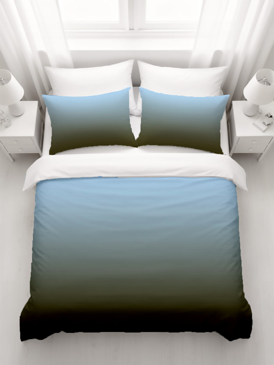 Muted Blue to Green Gradient Field Duvet Cover