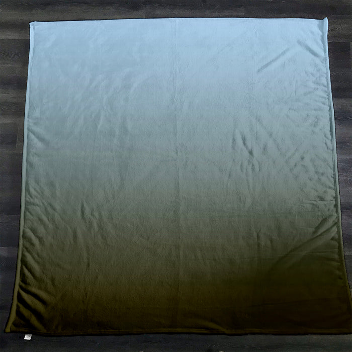 Muted Blue to Green Gradient Field Fleece Sherpa Blanket