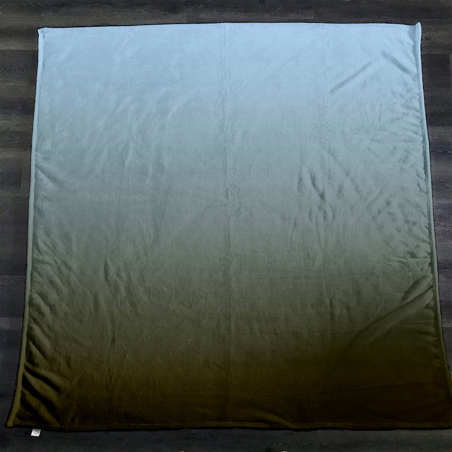 Muted Blue to Green Gradient Field Fleece Sherpa Blanket