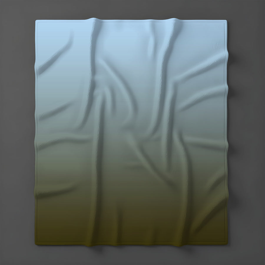 Muted Blue to Green Gradient Field Fleece Sherpa Blanket