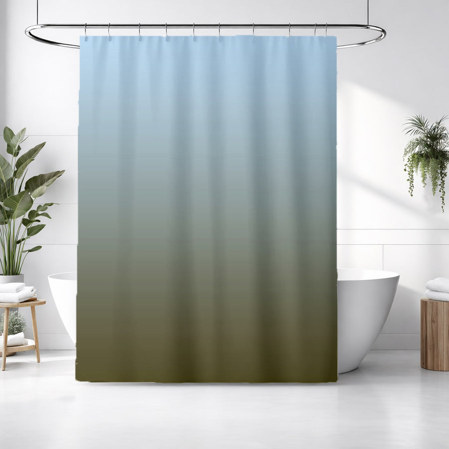 Muted Blue to Green Gradient Field Shower Curtain