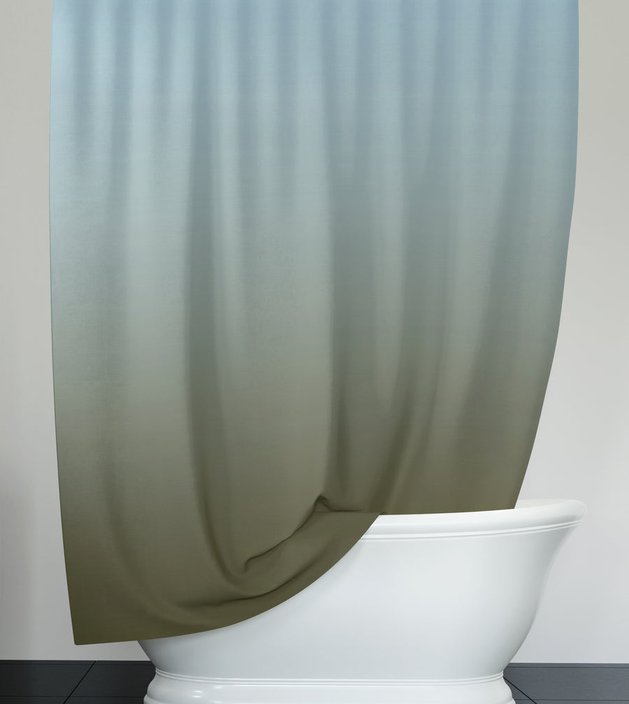 Muted Blue to Green Gradient Field Shower Curtain