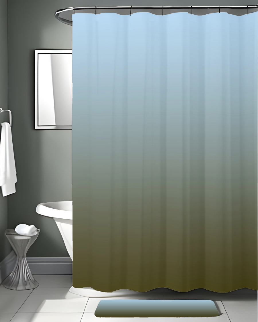Muted Blue to Green Gradient Field Shower Curtain