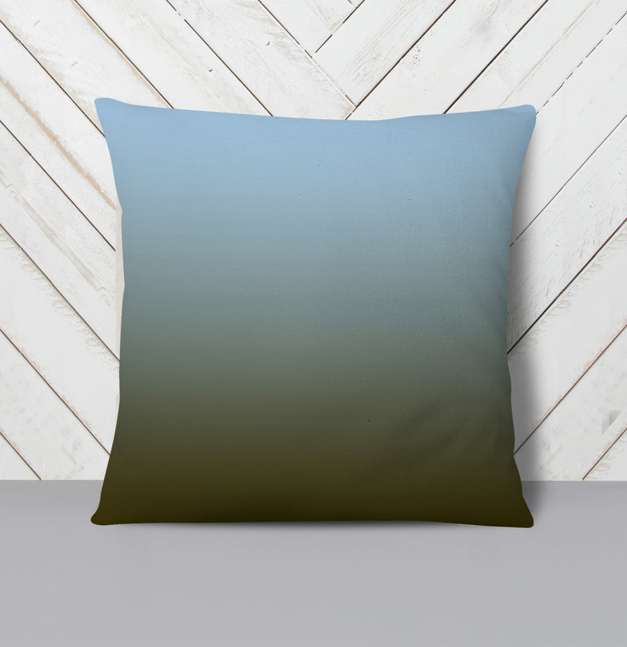 Muted Blue to Green Gradient Field Throw Pillow Cover