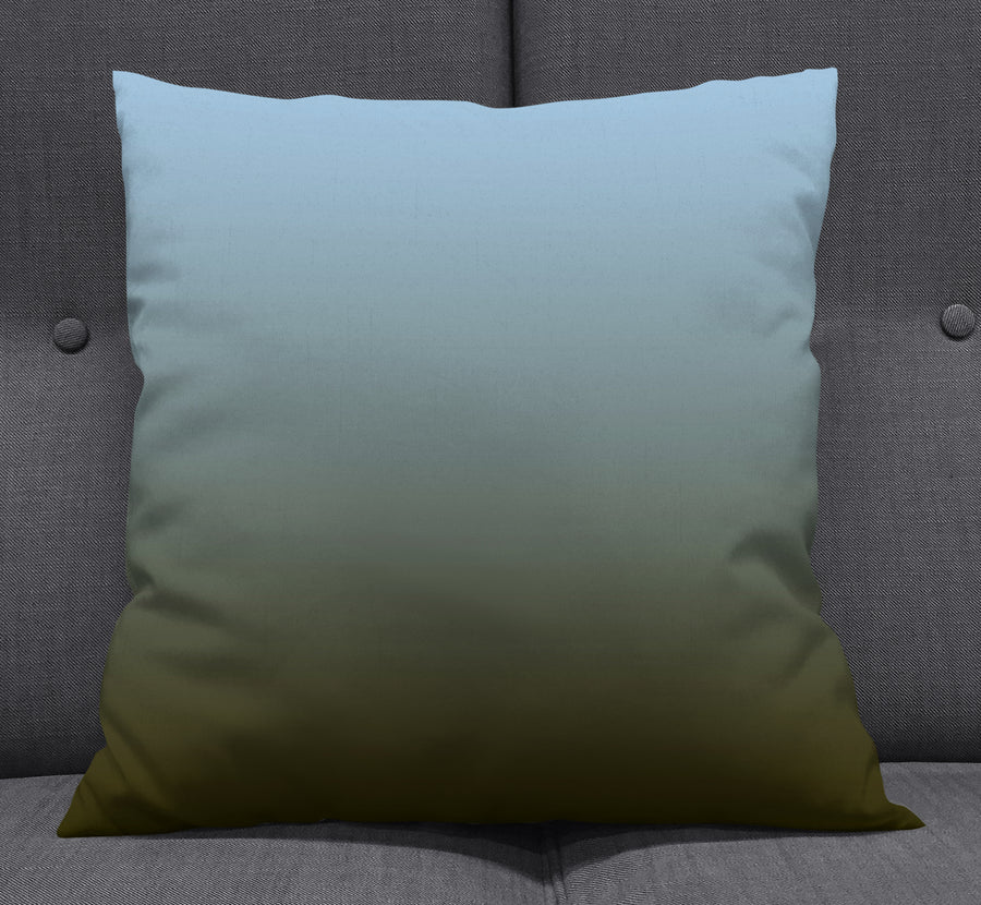 Muted Blue to Green Gradient Field Throw Pillow Cover