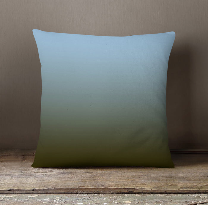 Muted Blue to Green Gradient Field Throw Pillow Cover