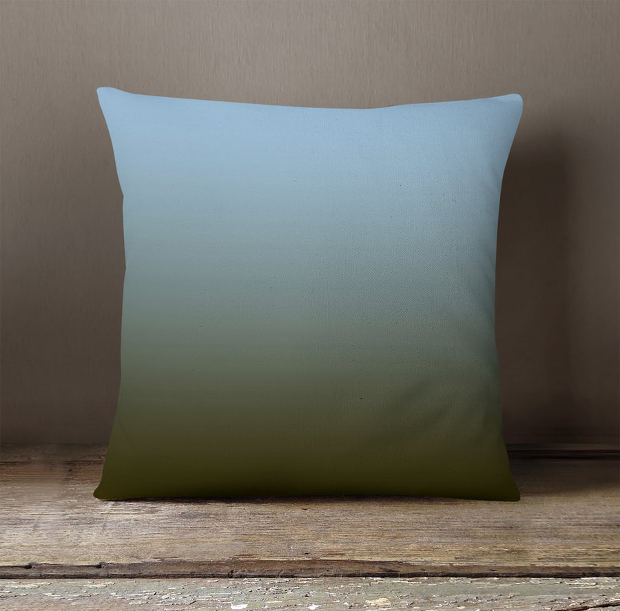 Muted Blue to Green Gradient Field Throw Pillow Cover